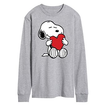 Men's Peanuts Hugging Heart Long Sleeve Tee