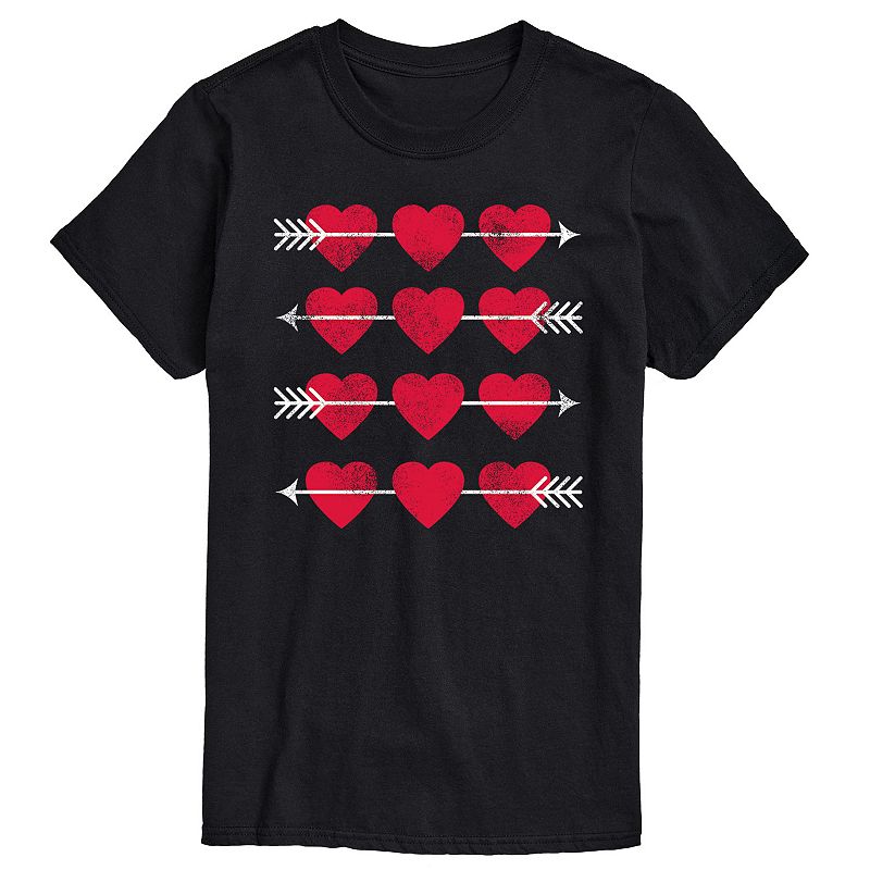 Mens Hearts And Arrow Grid Tee, Size: XS, Black