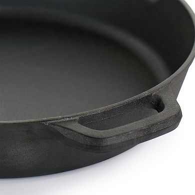 Oster Cocina Castaway 12 Inch Cast Iron Round Frying Pan with Dual Spouts