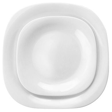 Ultra Plazza 12 Piece Tempered Opal Glass Dinnerware Set in White