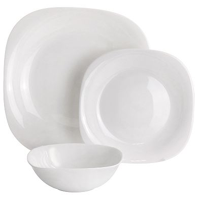 Ultra Plazza 12 Piece Tempered Opal Glass Dinnerware Set in White