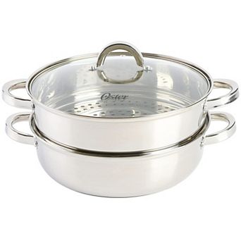 Oster Cocina Sangerfield 3 pc 11 Inch Stainless Steel Everyday Pan with Steamer and Lid