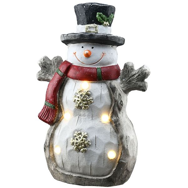 16.5" White and Green Battery Operated LED Lighted Snowman Christmas