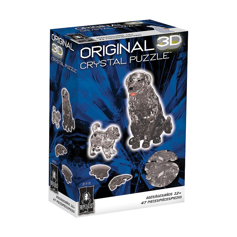 BePuzzled 3D Dog & Puppy Crystal Puzzle, Black