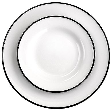 Gibson Home Black Rimmed Fine Ceramic 16 Piece Dinnerware Set