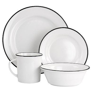 Gibson Home Black Rimmed Fine Ceramic 16 Piece Dinnerware Set