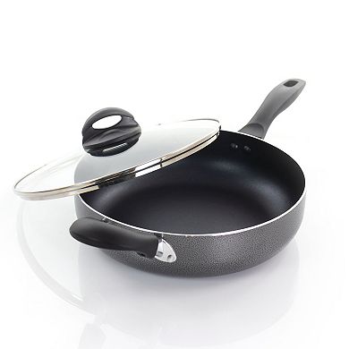 Oster Cocina Clairborne 10.25 Inch Aluminum Sauté Pan with Lid in Charcoal Grey