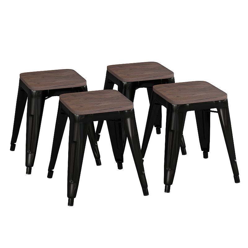 Flash Furniture Kai Backless Table Height Stool 4-piece Set, Black