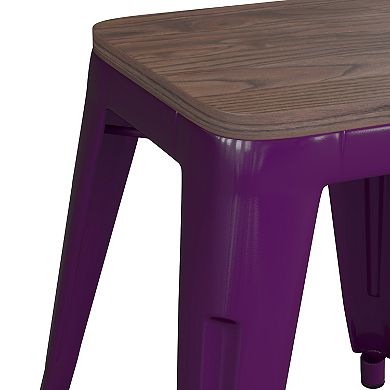 Flash Furniture Kai Purple Backless Table Height Stool 4-piece Set