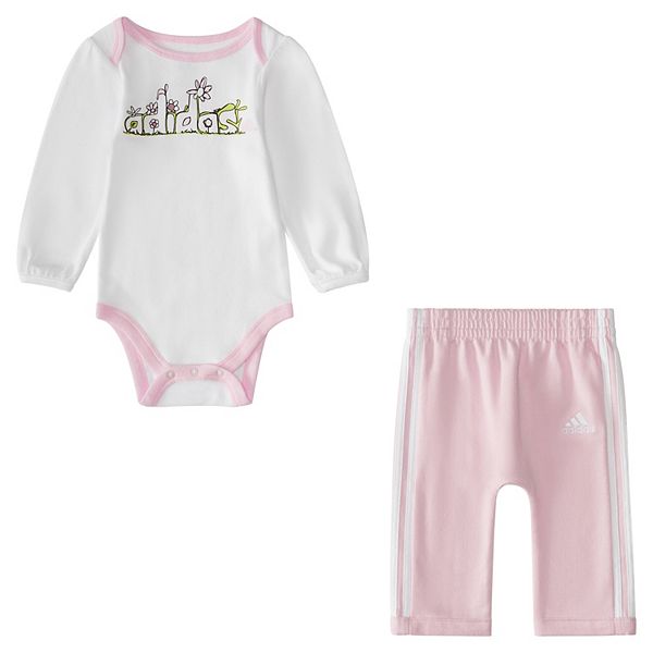 Baby Girl adidas Graphic Bodysuit & Jogger Pants Set