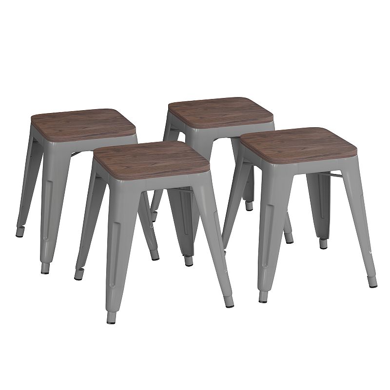 Flash Furniture Kai Gray Backless Table Height Stool 4-piece Set, Grey