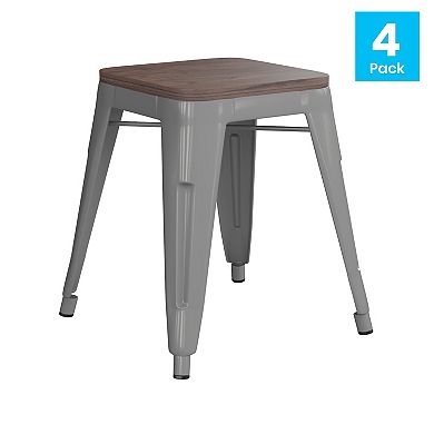 Flash Furniture Kai Gray Backless Table Height Stool 4-piece Set