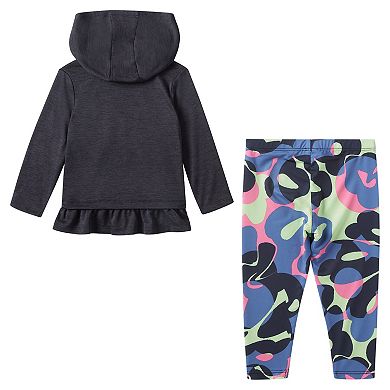 Baby & Toddler Girl adidas Long Sleeve Melange Hooded Top & Tights Set