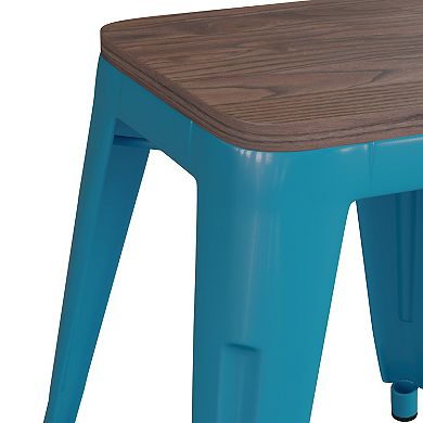 Flash Furniture Kai Teal Backless Table Height Stool 4-piece Set