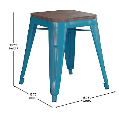 Flash Furniture Kai Teal Backless Table Height Stool 4-piece Set