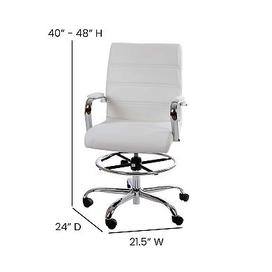 Flash Furniture Whitney White Drafting Desk Chair