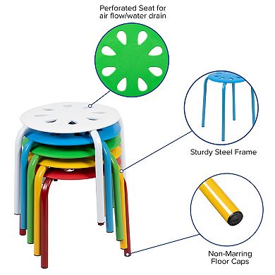 Kids Flash Furniture Bentley Colorful Nesting Stack Stool 5-piece Set