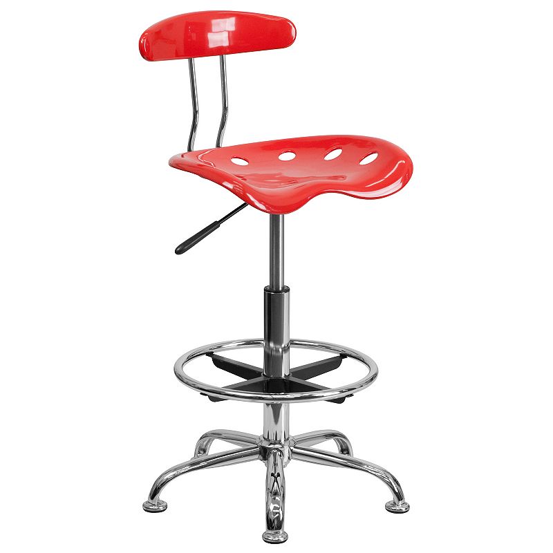 Flash Furniture Bradley Cherry Tomato Tractor Seat Drafting Stool, Red
