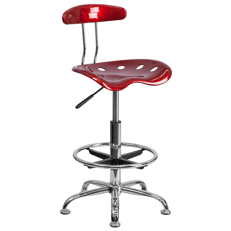 Flash Furniture Bradley Wine Red Tractor Seat Drafting Stool