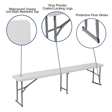 Flash Furniture Talbott Bi-Fold White Bench