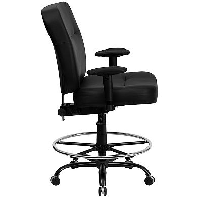 Flash Furniture Big & Tall Black Faux Leather Ergonomic Drafting Desk Chair