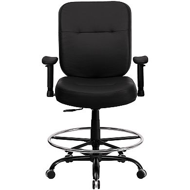 Flash Furniture Big & Tall Black Faux Leather Ergonomic Drafting Desk Chair