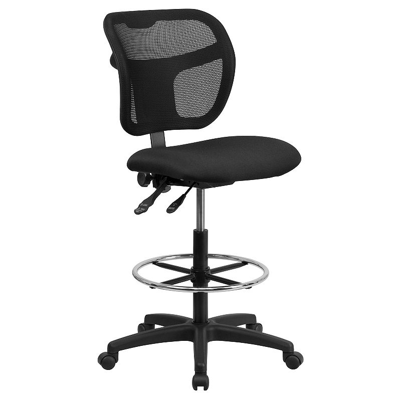 Flash Furniture Regina Mesh Mid-Back Drafting Desk Chair, Black