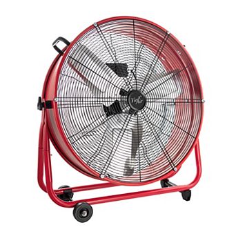 Vie Air 24 Inch Commercial Floor Drum Fan in Red