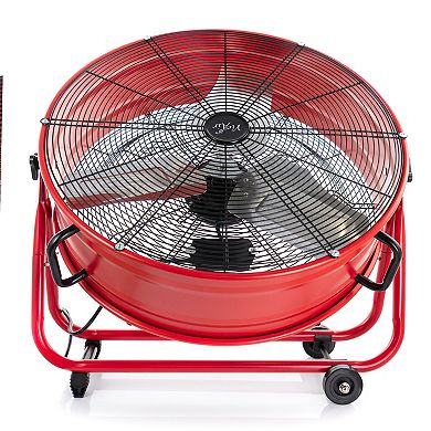 Vie Air 24 Inch Commercial Floor Drum Fan in Red