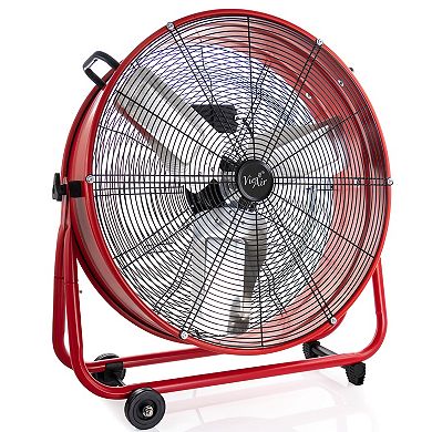 Vie Air 24 Inch Commercial Floor Drum Fan in Red