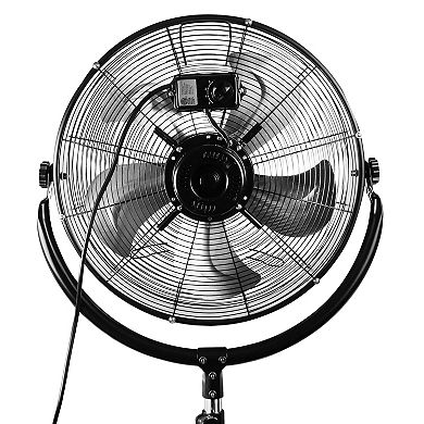 Vie Air 20 Inch Industrial 3 Speed Heavy Duty Powerful and Quiet Metal High Velocity 360 Degree Tilting Pedestal Drum Fan