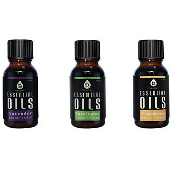Pursonic Aroma Therapy 3 Pack Essential Oils, Eucalyptus, Lavender and Frankincense - 15ml Bottles