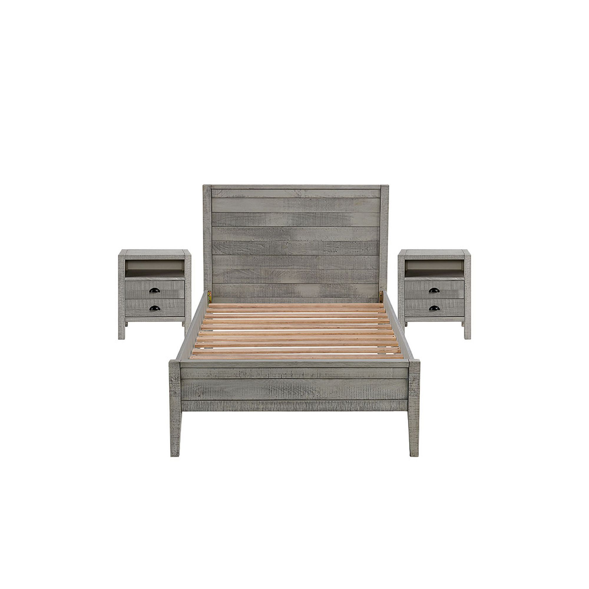 Alaterre Furniture Windsor Panel Bed & Nightstands 3-piece Set, Brown Gray