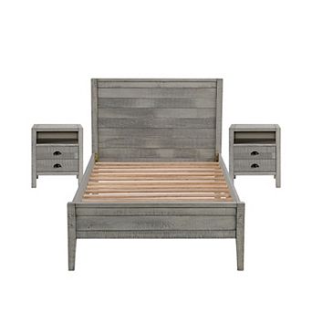 Alaterre Furniture Windsor Panel Bed & Nightstands 3 pc Set