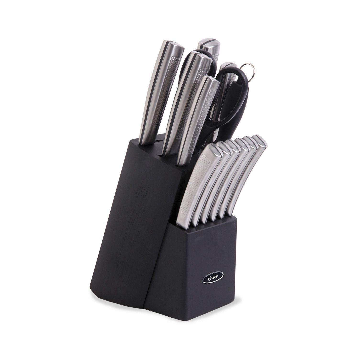 Oster Granger 5 Piece Stainless Steel Cutlery Knife Set with Half Moon  Natural Wood Block