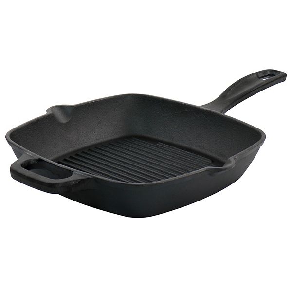Oster Cocina Castaway 10 Inch Square Cast Iron Grill Pan with Pouring