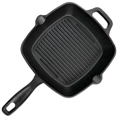 Oster Cocina Castaway 10 Inch Square Cast Iron Grill Pan with Pouring Spouts