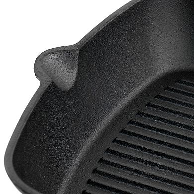 Oster Cocina Castaway 10 Inch Square Cast Iron Grill Pan with Pouring Spouts