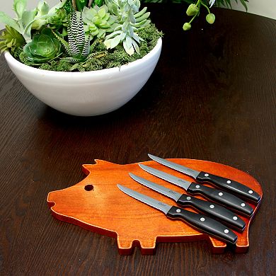 Oster Cocina Granger 4.5 in. Stainless Steel Blade Steak Knife Set in Black (4 Pack)