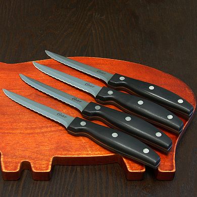 Oster Cocina Granger 4.5 in. Stainless Steel Blade Steak Knife Set in Black (4 Pack)
