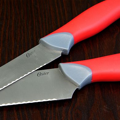 Oster Cocina Lindbergh 14 Piece Stainless Steel Blade Cutlery Set in Red