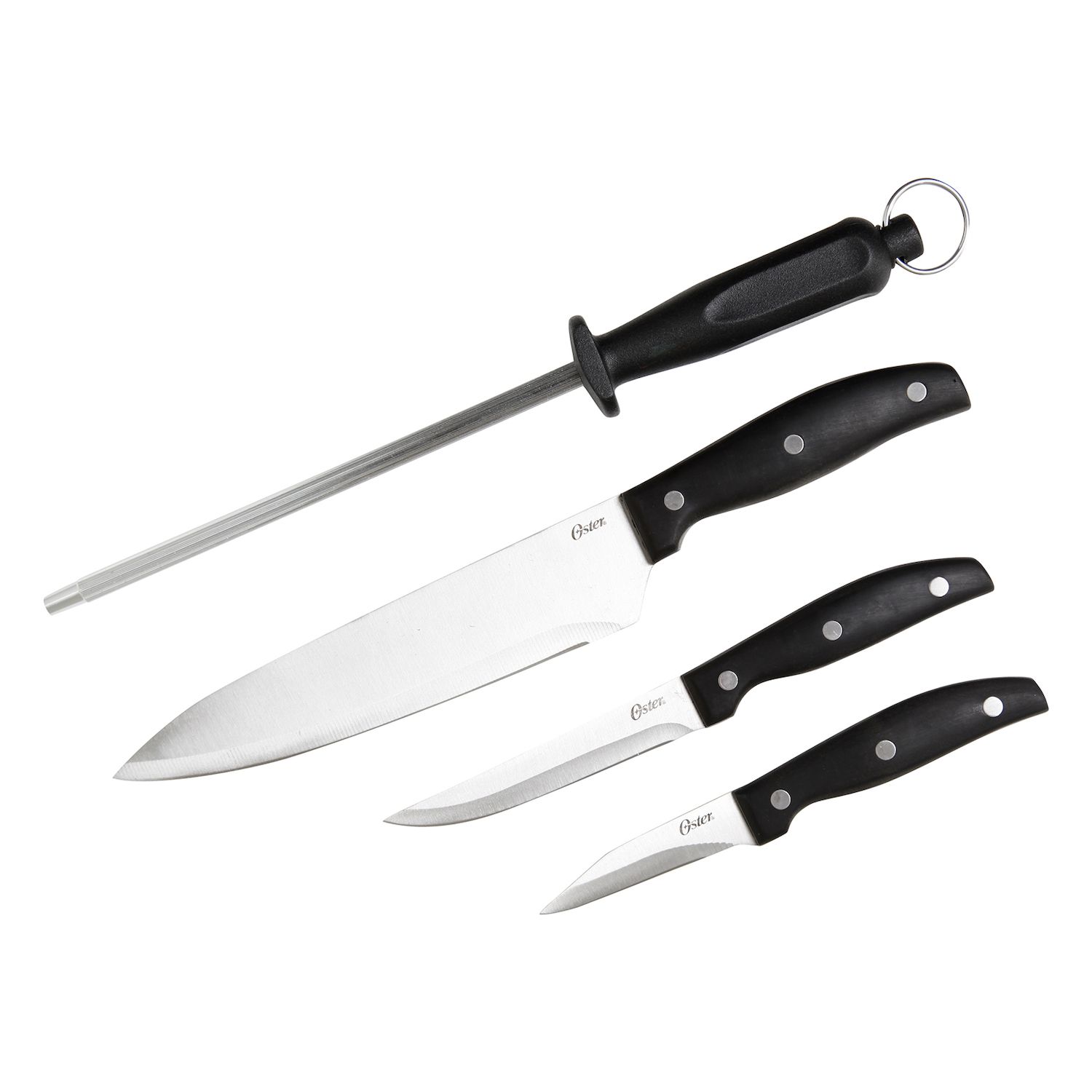 Oster Slice Craft Cutlery Knife Set with Cutting Board - Black - 4 Piece