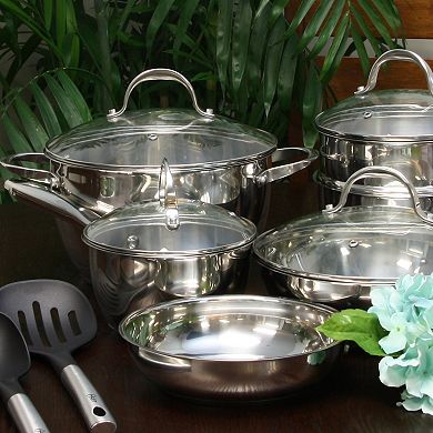 Oster Cocina Ridgewell 13 piece Stainless Steel Belly Shape Cookware ...