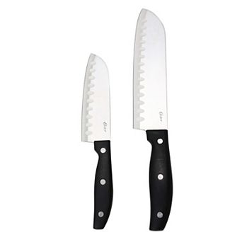 Oster Cocina Granger 2 pc Stainless Steel Santoku Knife Set with Black Handles