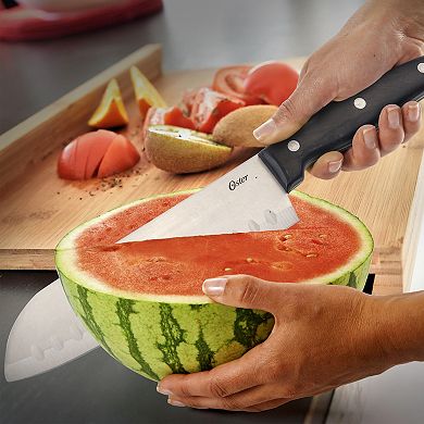 Oster Cocina Granger 2 Piece Stainless Steel Santoku Knife Set with Black Handles