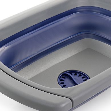 Oster Cocina Bluemarine 4 Quart Over the Sink Collapsible Silicone Strainer in Blue