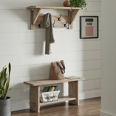 Alaterre Furniture Castleton Bench & Coat Hook 2-piece Set