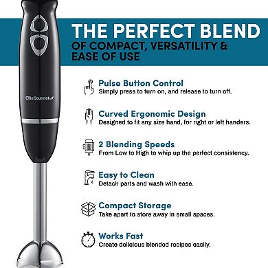 Elite 2-Speed Immersion Hand Blender with Detachable Wand