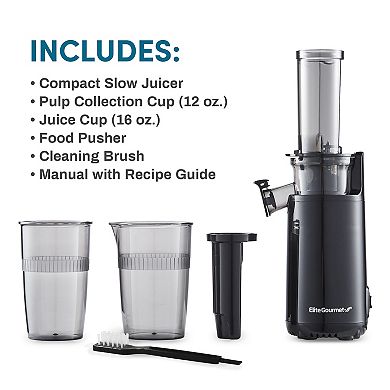 Elite Gourmet Compact Masticating Slow Juicer