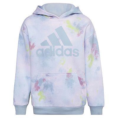 Girls 4 6x adidas Watercolor Tie Dye Logo Graphic Hoodie